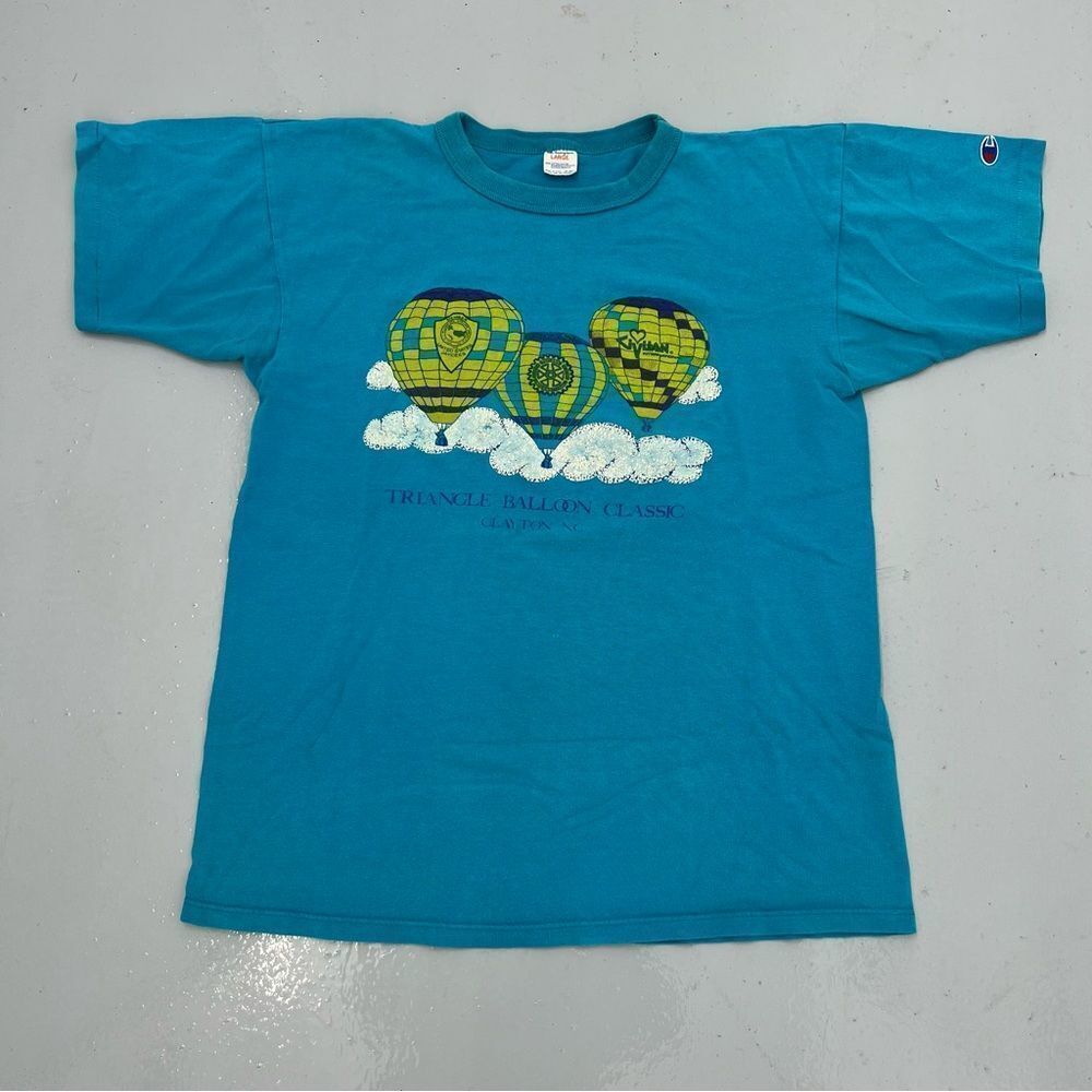 Vintage 80s Champion Triangle Balloon Classic Flight Support Crew T Shirt USA​
